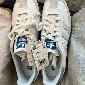Adidas Samba OG White Sneakers Blue Stripes